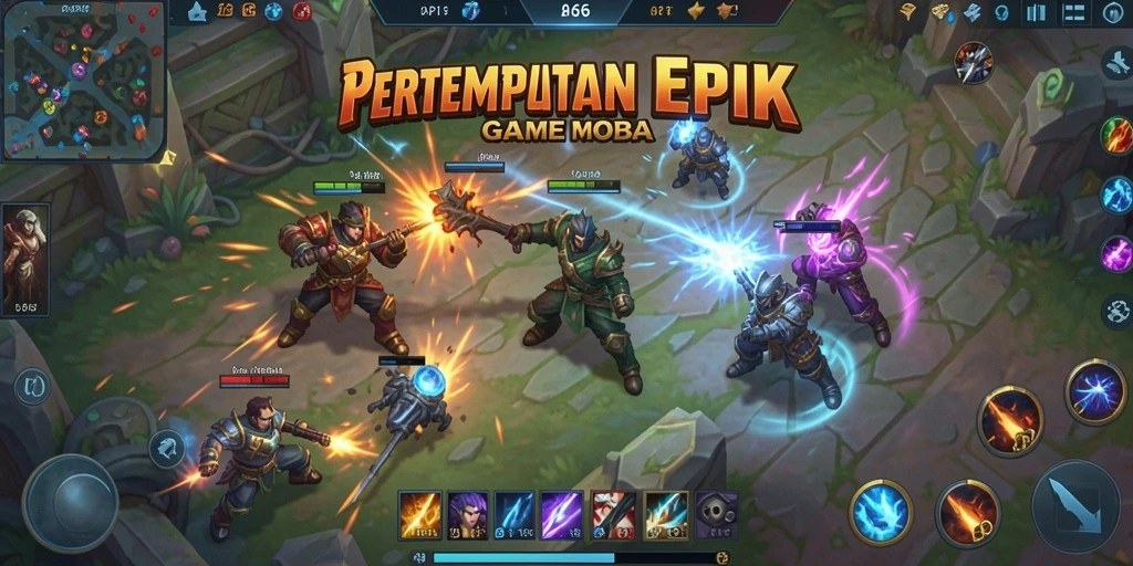 Screenshot menampilkan aksi seru dalam game MOBA API66.