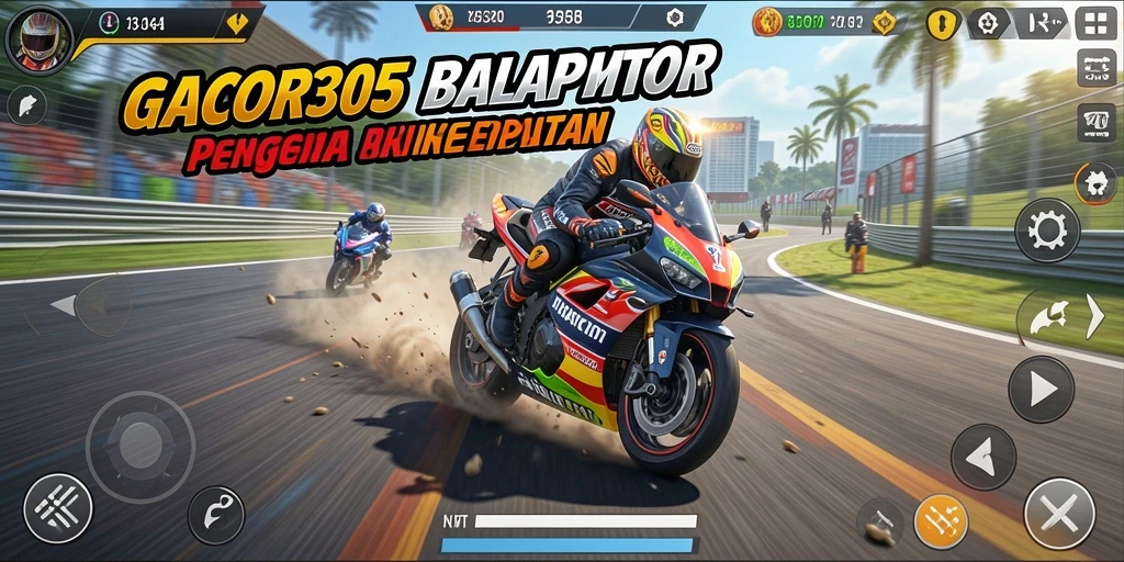 Tampilan gameplay GACOR305 yang memukau dan penuh aksi balap motor.