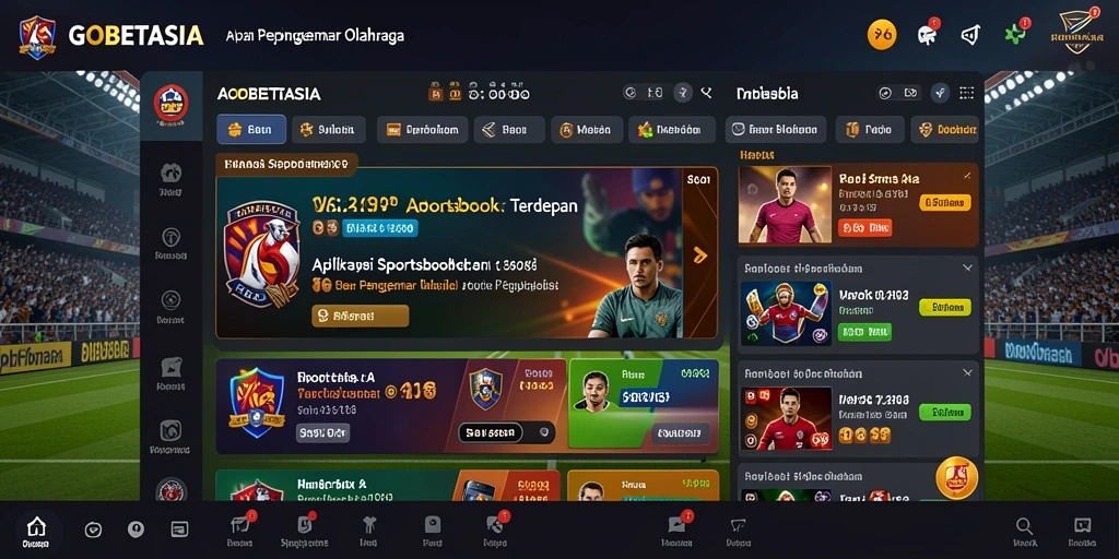Tampilan utama aplikasi GOBETASIA dengan fitur taruhan olahraga.