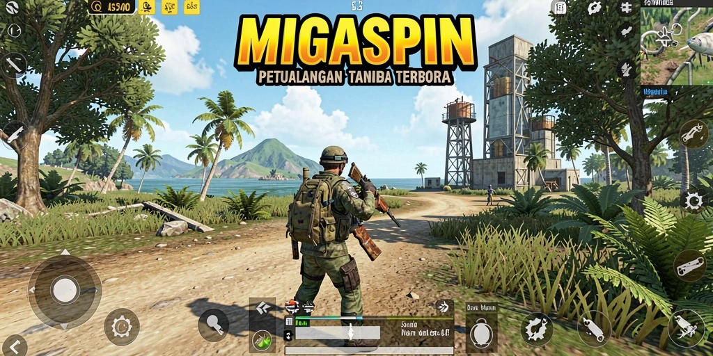 Tampilan gameplay MIGASPIN yang menampilkan eksplorasi di dunia terbuka